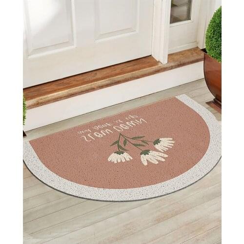 Half-round Door Mats Outdoor Antiwear PVC Waterproof Ant-Slip Bathroom Rugs and Carpets Plant Printed Hallway Entrance Doormat