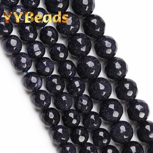 Natural Faceted Blue Sandstone Beads Spacer Loose Charm Beads For Jewelry Making DIY Women Bracelets Ear Studs 4-12mm Wholesale