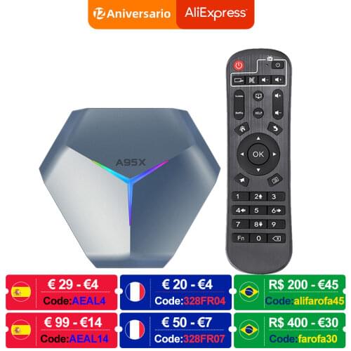 A95X F4 Amlogic S905X4 Android 10 RGB Light Smart TV Box 4K 60fps HD Support 5G Dual Wifi Google Player Youtube TVbox PK A95X F3