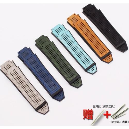 Mens Rubber Strap High Quality 25mm*19mm 22mm Folding Buckle Natural Silicone Strap for Hublot Womens Breathable Sports Strap