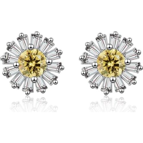 Fresh Sunflower Studs with Diamond Sweet Little Daisy Earrings Three-dimensional Petal Earring Earrings Earing Women Flower