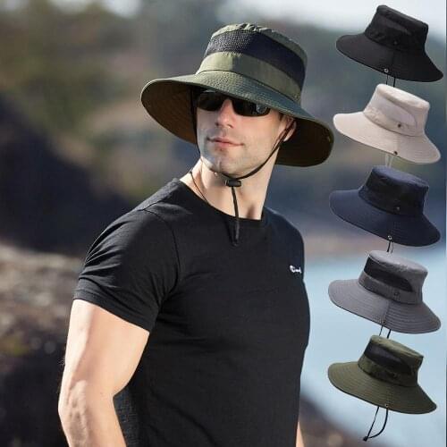 Jovivi Fisherman Hats Breathable Men Sun Hat with Wide Visor Summer Polyester Shade Sunscreen Outdoor Climbing Travel Caps 1 Pcs
