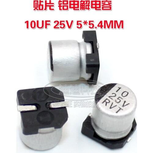 SME electrolytic capacitor 10UF 25V 5*5.4MM VT type chip polarity temperature: 105 degrees