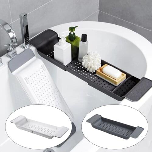 Bath Caddy Tray 3 compartments Organizer Tray Expandable Holder Rack for Spa Reading