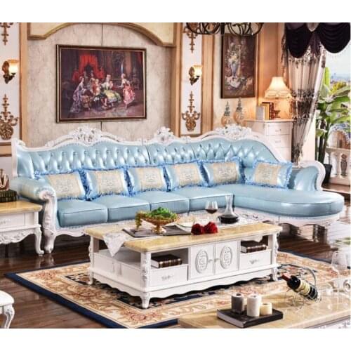 High quality European antique living room sofa furniture genuine leather set xhs005