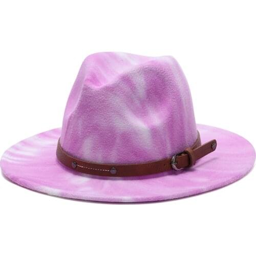 2021 new Fashion Ink Painting Printing Wool Fedora Hat Women Men Fascinator Multicolor Wide Brim Elegant Lady Felted Hat