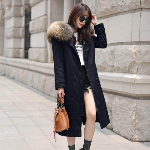 Real Fur Coat Women Rabbit Fur Liner Parka Winter Coat Women Long Jacket Womens Clothing Abrigos Mujer Invierno 2020 FX9904YY717