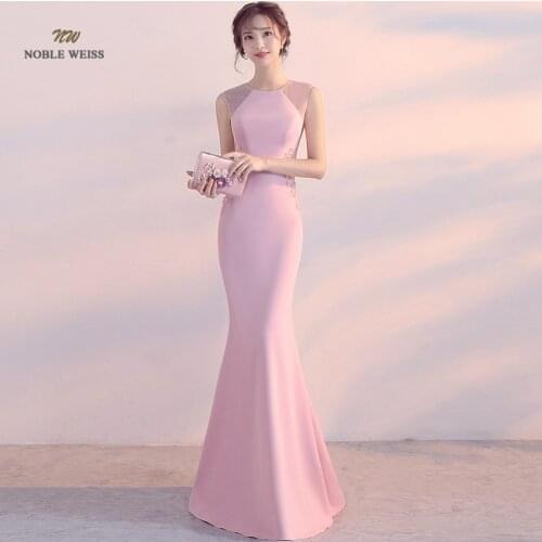 Elegant Mermaid Long Evening Dress 2021 Simple Pink Appliques Beading Sexy Party Dresses Prom Gown