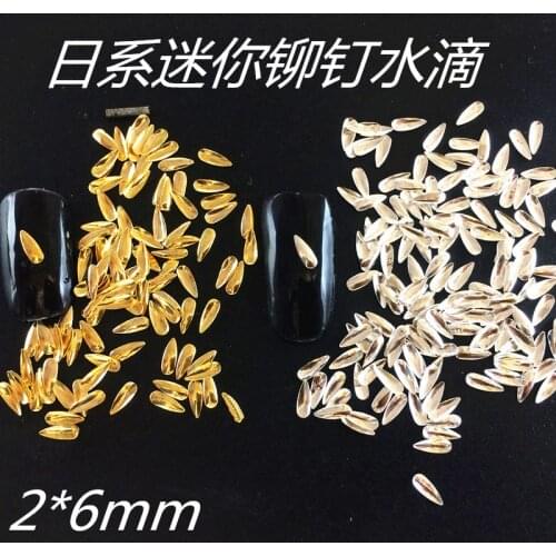100pcs/bag New 3D Nail Art Decoration Alloy Nail Sticker Japan Mini Stud Rivet Drop Style DIY Charm Nail Tools Supplies