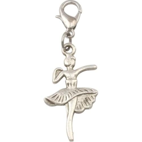 100pcs/lot Zinc alloy Ballet dancer girl Dangles Beads Fit European Charm Bracelet Jewelry DIY Metal 14.5x39mm A- 344a