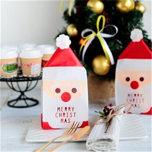 1500Pcs Merry Christmas Baking Packaging Bags Cartoon Christmas Santa Claus Snowman Snack Candy Bag Cookies Candy Storage Bag