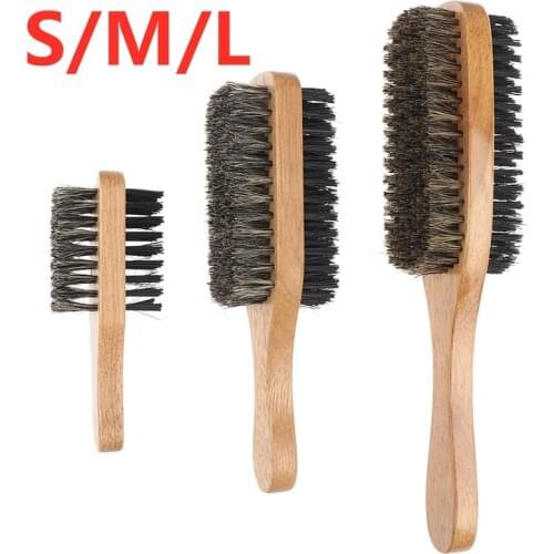 2021 Fashion Men Boar Bristle Hair Brush Natural Wooden Wave Brush Male Styling Beard Hairbrush For Short/Long/Thick/Curly Hair