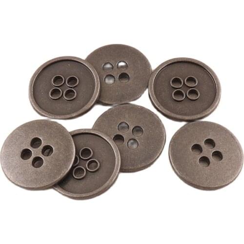 30 pcs Metal round 4 hole button Sewing Ornaments Garment Apparel DIY Handmade Jeans coat jacket Accessories Flatback Button DIY