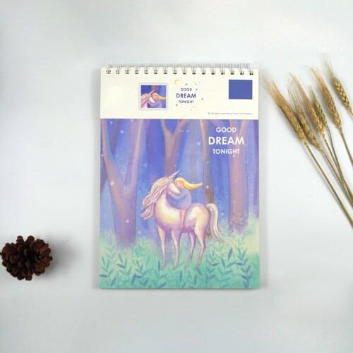 ZYWJUGE A4 Unicorn Watercolor Paper Sketch Book Portable Sketchbook Graffiti Sketch Hand Painting Notebook Good Dream Tonight