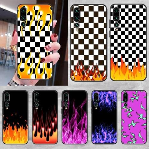 Luxury Colorful Flame Phone case For Huawei P Mate P10 P20 P30 P40 10 20 Smart Z Pro Lite 2019 black luxury coque soft