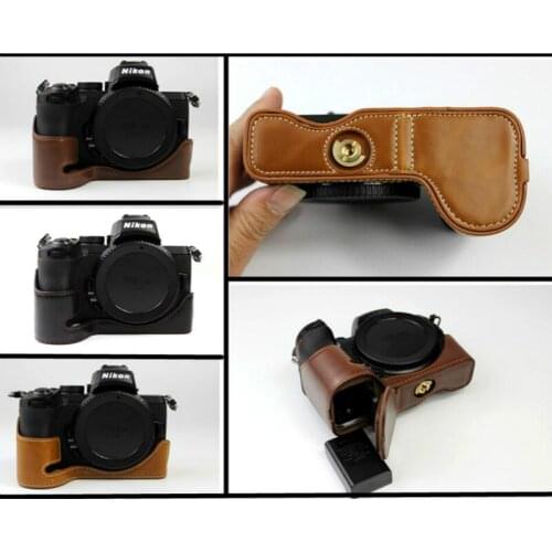 Genuine Leather Video Camera Case for Nikon z50, z50 High Quality Half case Bottom Cover coffee black brown
