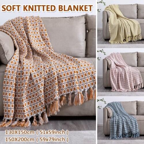 1Pcs Falai Fleece Knitted Tassel Blanket Air Conditioning Blanket Soft Travel Goods Office Nap Blanket Nordic Home Decoration