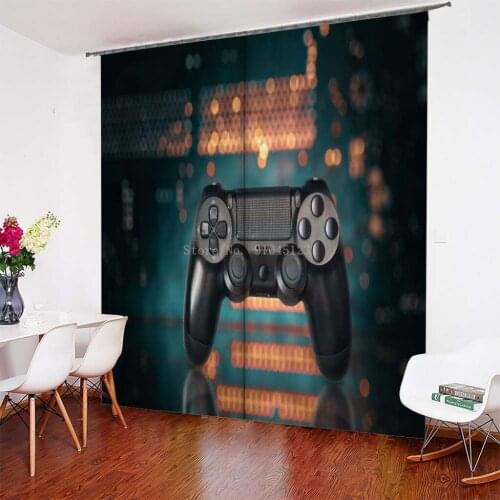 Video Game Gamepad Window Drapes Gaming Curtain Boys Gamer Curtains for Kids Teens Game Room Decor Kids Adult Bed Room Decor