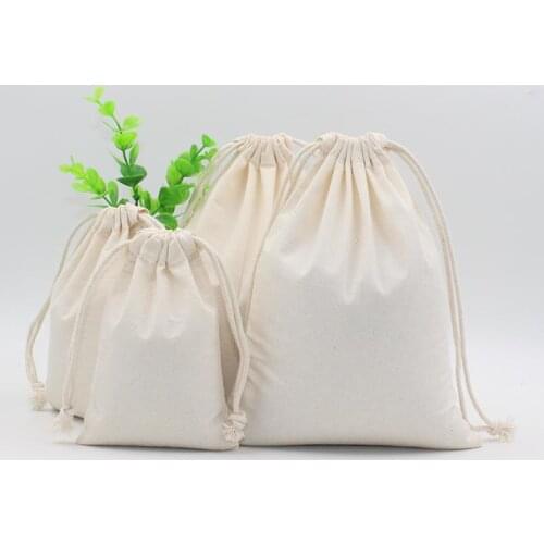 2 pcs Cotton Pouch Wholesale Storage Bag Logo Printed Drawstring Bags Food Packing Bags Christmas gifts Pouch