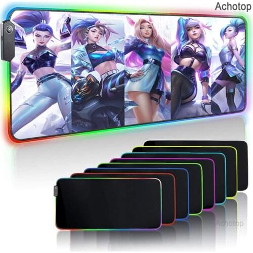 LOL KDA Ahri All Out LED Gaming Mousepad RGB Gaming Mousepad XXL Large Desk Mat Computer Mat Gaming Mat PC Play Mat Table Carpet