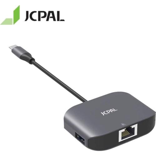 JCPAL USB-C HUB RJ45 Gigabit Ethernet USB3.0 Port Switch 10/100/1000Mbps Mulitport USB-C HUB for Macbook Pro Type-C HUB