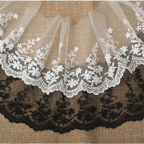 White Black Beige 15cm Embroidery Lace Trim DIY Craft Handmade Lace Accessories Textile Fabrics