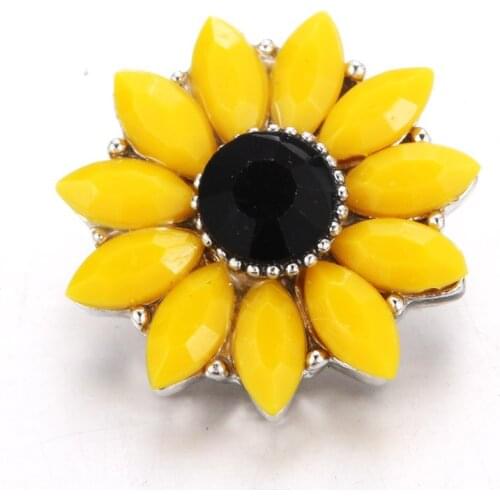 Hot sale wholesale 10pcs/lot 18MM Snap Jewelry Sun flower Metal Snap Buttons Fit DIY Snap Bracelets Bangles For Women 6576