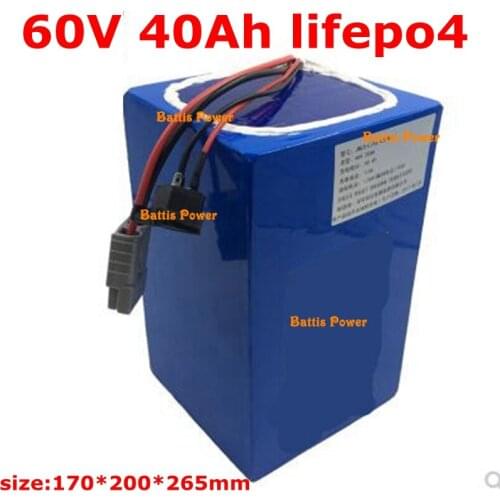 Lithium 60V 40Ah lifepo4 battery with BMS deep cycle for 3000w Electric Bicycle Forklift Scooter motorcycle AGV + 5A charger