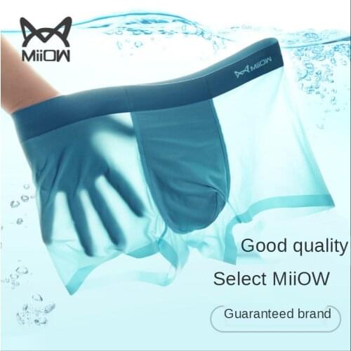 MiiOW Ice Silk Mens Underwear Adult Graphene Antibacterial Boxer Shorts for Boys Seamless Summer Thin Pants