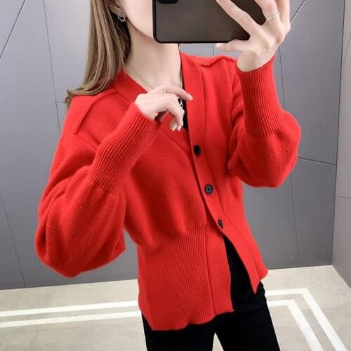 Room 194606, 2 row 5 】 pure color film of spring in the brief paragraph waist knitting cardigan [1056] 55