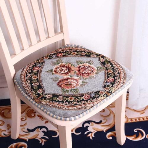 European Style Chenille Fabric Dining Chair Cushion Multiple Patterns Home Garden Fabric Dining Table Chair Mat Soft Breathable