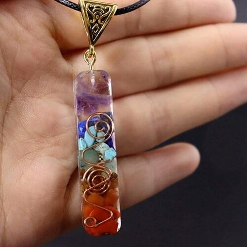 Organ seven chakra pendant pendant crystal semi-precious stone gravel meditation seven chakra necklace net hit