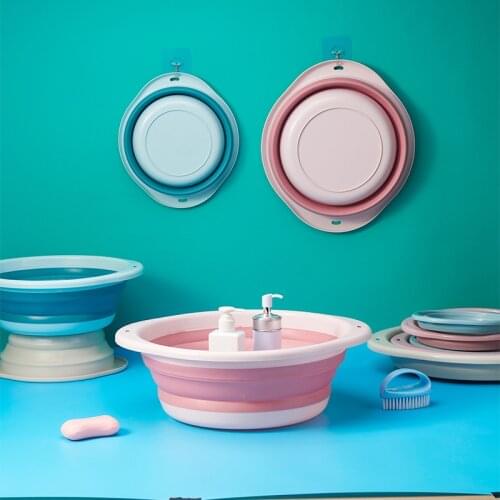 Portable Plastic Basin Folding Bucket Tourism Outdoor Bucket Silicone Washbasin Bathroom Accessories Home Fold Wash Basin