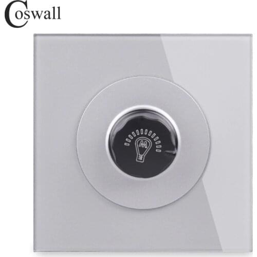 COSWALL Dimmer Regulator Only For Incandescent lamp Crystal Glass Panel Wall Light Switch 15~500W AC 220V R11 Series Gray Color