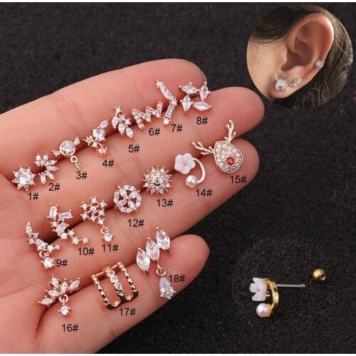 1Pc Stainless Steel Helix Cartilage Earrings Fashion Tragus Daith Water Drops Screw Back Earring Stud Piercing Jewelry Gift