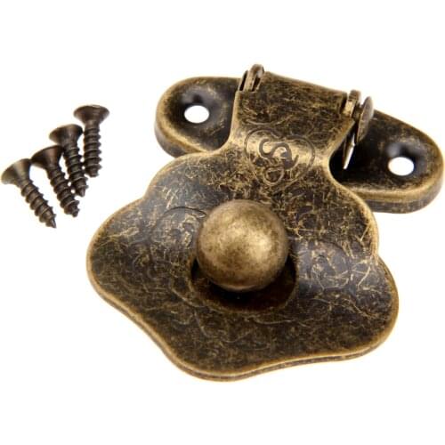 1Pc 42x32mm Vintage Lock Antique Bronze Hasp Jewelry Chest Box Gift Box Suitcase Buckles Hasp Latch Catch Clasp with Screws