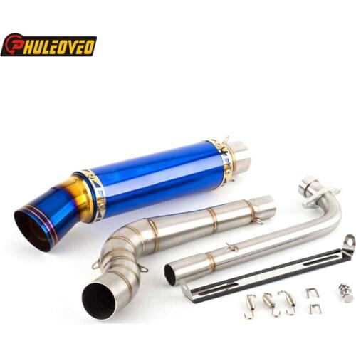 Motorcycle Exhaust Full System for Yamaha SRL115FI Motorbike Muffler Escape with Header Tube Manifold Collector Middle Link Pipe