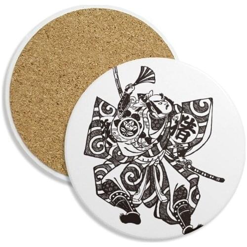 Japan Traditional Culture Kimono Samurai Stone Drink Ceramics Coasters for Mug Cup Gift 2pcs