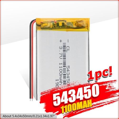 YCDC 1100 mAh 543450 3.7V Polymer Lithium Rechargeable Battery Li-ion Battery 523450 for Smart Phone DVD MP3 MP4 Led Lamp