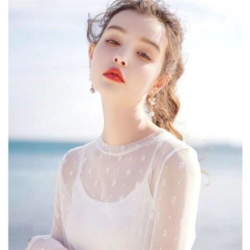 Ladies Sunscreen Clothing Long-Sleeved Camisole Light and Breathable Summer Solid Color Simple Fashion Hollow Delicate New 2021