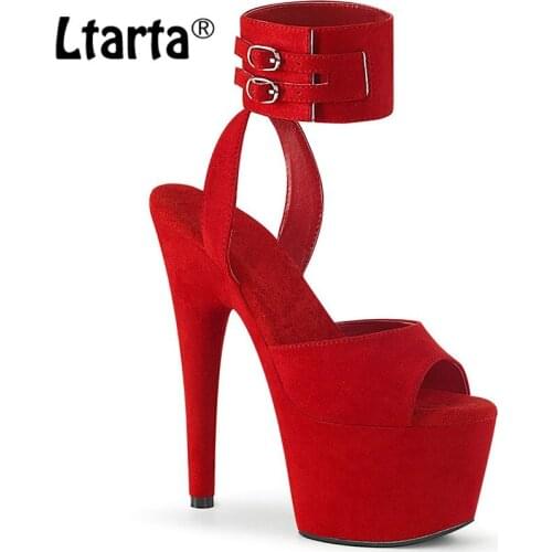 Ltarta 17CM New Fish Mouth Sandals Suede Waterproof Platform Pole Dance High Heels Sexy Nightclub Catwalk Sandals Women LYP