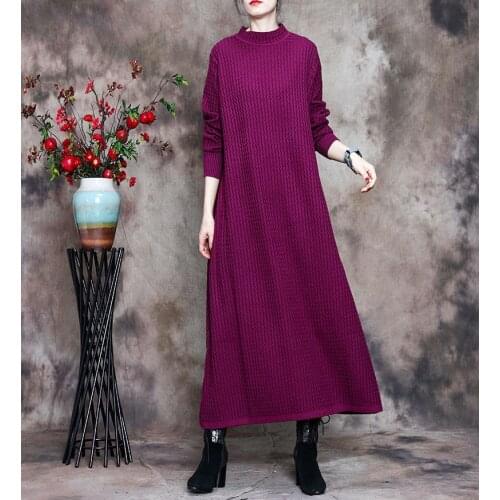 Women Solid Color Knitted Dress Ladies Simple Loose Dress Female Bottoming Autumn Winter Dresses 2020