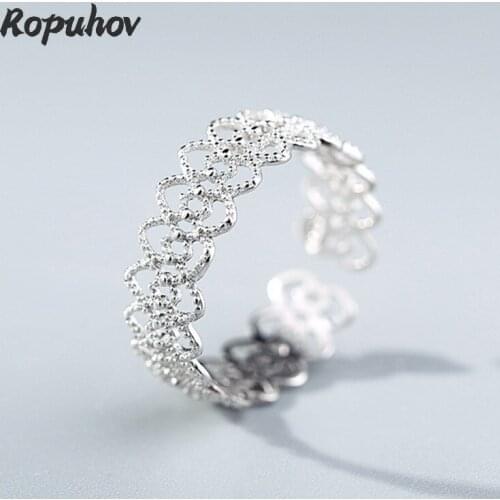 Ropuhov 2021 New 925 Silver Fashion Personality Love Ring Womens Simple Creative Design Heart-shaped Open Ring Net Red Jewelry