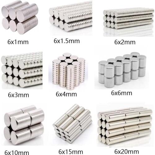 10-50pcs small 6mm Diameter Round Neodymium Magnets 1/1.5/2/3/4/6/8/10/15/20mm Thick Rare Earth Strong Crafts Permanent Magnet