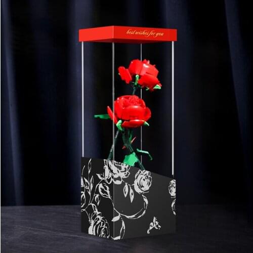 3mm Building Block Acrylic Display Box Show Case for 40460 Rose Flower Building Blocks (Not Including Block Kit)