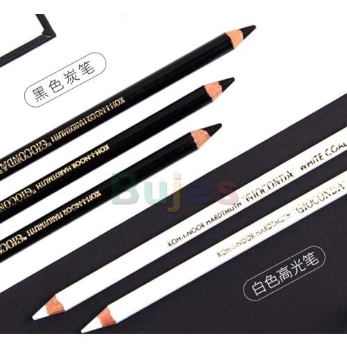 3pcs/lot Koh-i-noor,Highlight Pen, White Black Sketch Pencil,Art Supplies, Professional Painting,Soft/medium/hard Carbon Pen