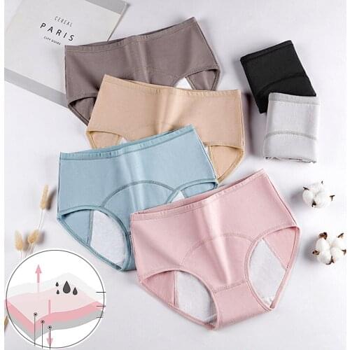 3 pieces/lot Period panties Cotton menstruation underwear women plus size briefs leakproof menstrual physiological underpants