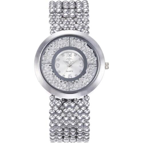 40%HOT Luxury Quicksand Rhinestone Round Dial Analog Women Quartz Bracelet Wrist Watch