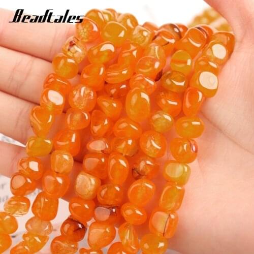 15inch 8mm Orange Irregular Agate Beads Natural Stone Loose Stone Beads For Jewelry Making DIY Making Bracelet Beeadtales