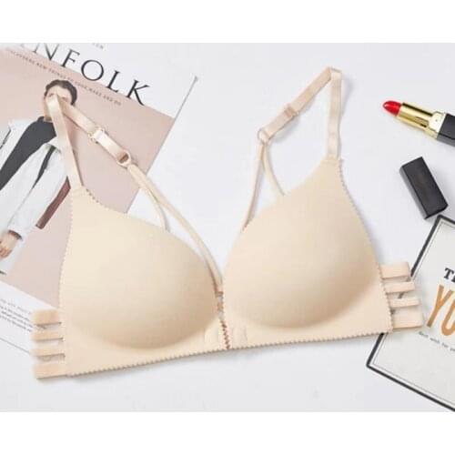 1PC Women Bras Sexy Striped Bras Massage Cup Bra Adjustable Shoulder Strap Front Buckle Bras